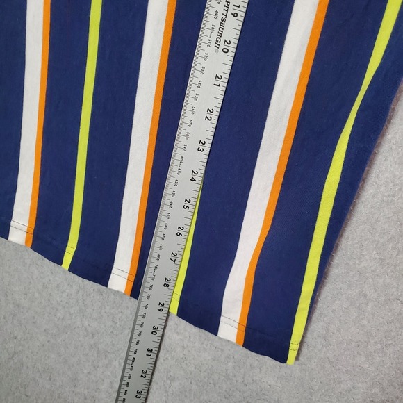 Huf Men Shirt M Blue Striped Logo Embroidered Short Sleeve Crew Neck - Picture 2 of 8